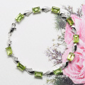 Natural peridot 925 plata esterlina nueva pulsera de oro